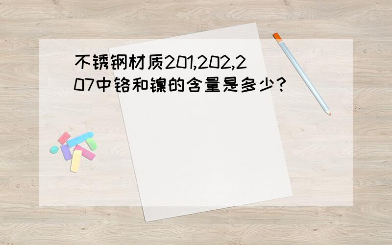 不锈钢材质201,202,207中铬和镍的含量是多少?