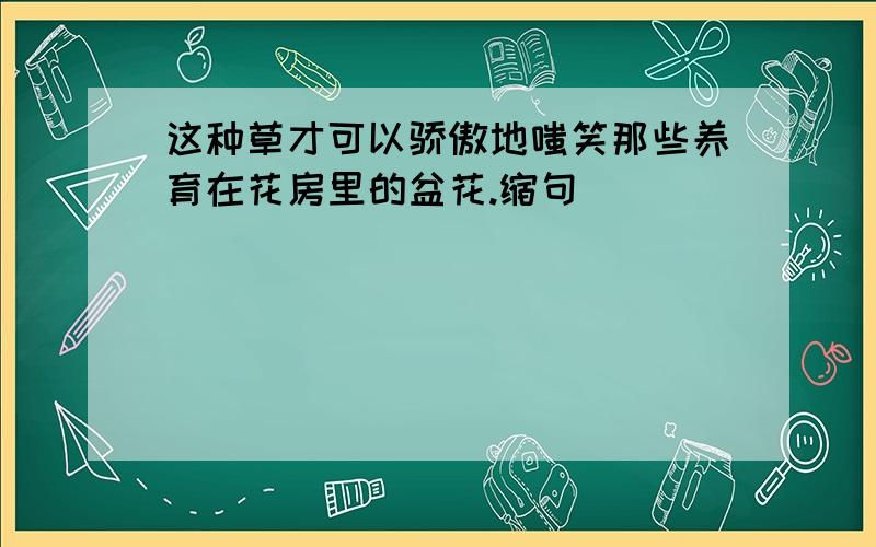 这种草才可以骄傲地嗤笑那些养育在花房里的盆花.缩句