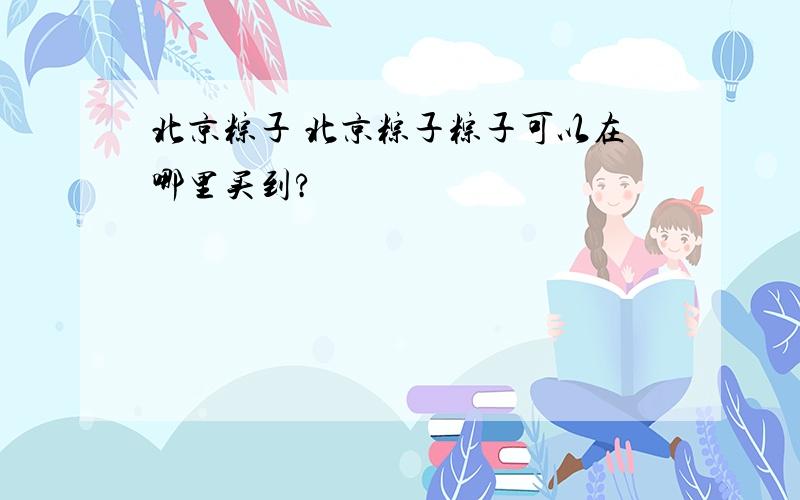 北京粽子 北京粽子粽子可以在哪里买到?