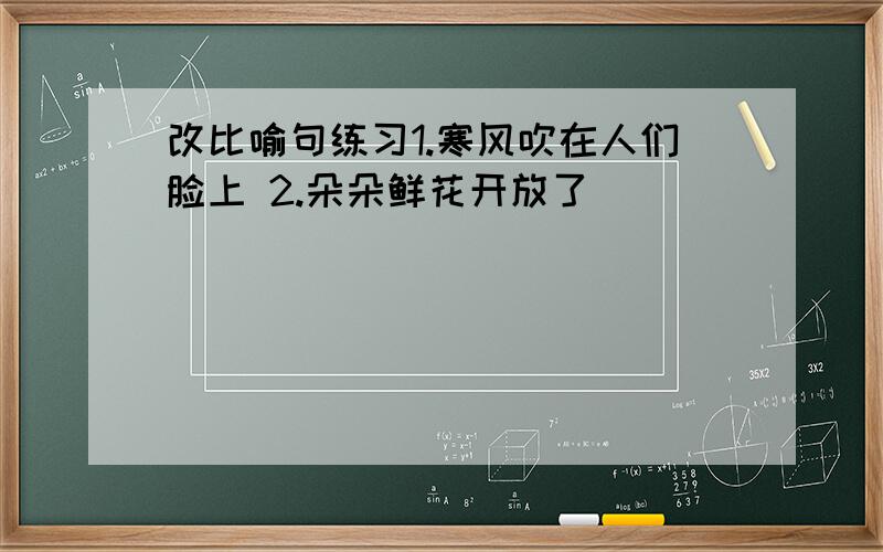 改比喻句练习1.寒风吹在人们脸上 2.朵朵鲜花开放了