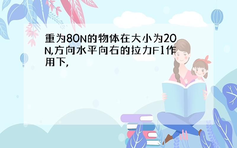 重为80N的物体在大小为20N,方向水平向右的拉力F1作用下,