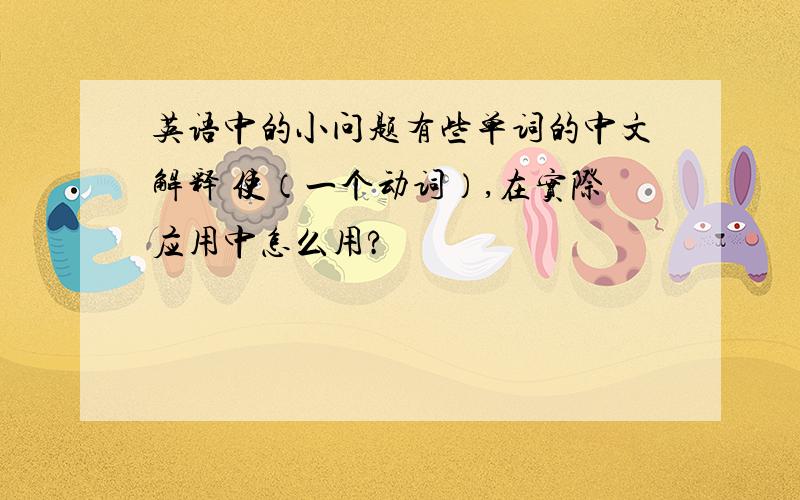 英语中的小问题有些单词的中文解释 使（一个动词）,在实际应用中怎么用?