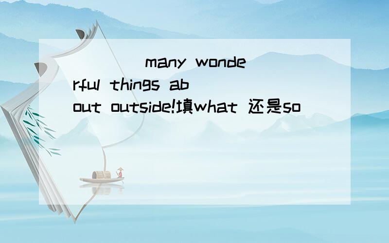 ____many wonderful things about outside!填what 还是so