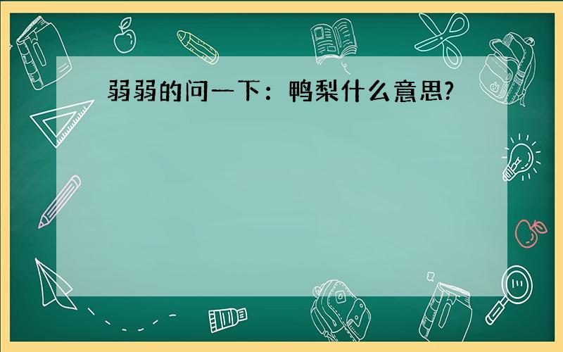 弱弱的问一下：鸭梨什么意思?