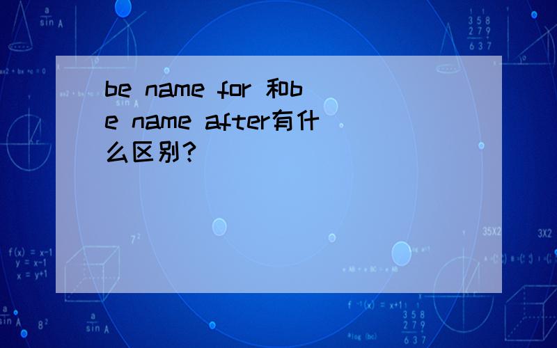 be name for 和be name after有什么区别?