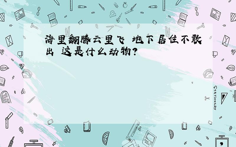 海里翻腾云里飞 地下居住不敢出 这是什么动物?