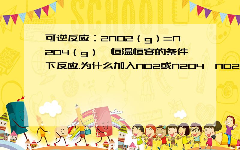 可逆反应：2NO2（g）=N2O4（g）,恒温恒容的条件下反应.为什么加入NO2或N2O4,NO2的体积分数都减小