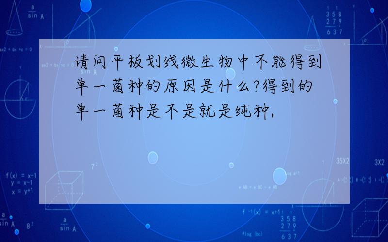 请问平板划线微生物中不能得到单一菌种的原因是什么?得到的单一菌种是不是就是纯种,