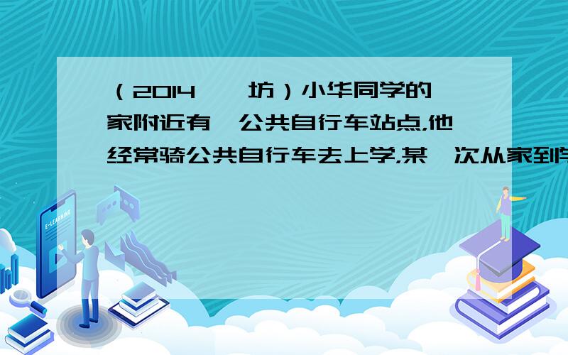 （2014•潍坊）小华同学的家附近有一公共自行车站点，他经常骑公共自行车去上学，某一次从家到学校运动的s-t图象如图2所