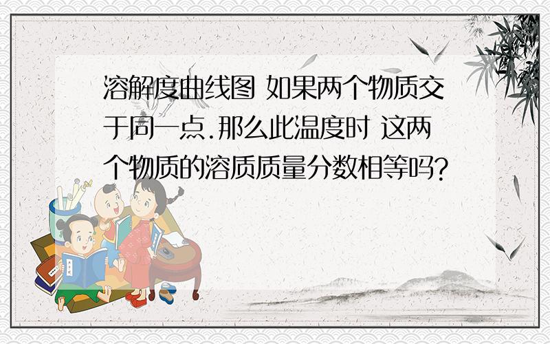 溶解度曲线图 如果两个物质交于同一点.那么此温度时 这两个物质的溶质质量分数相等吗?