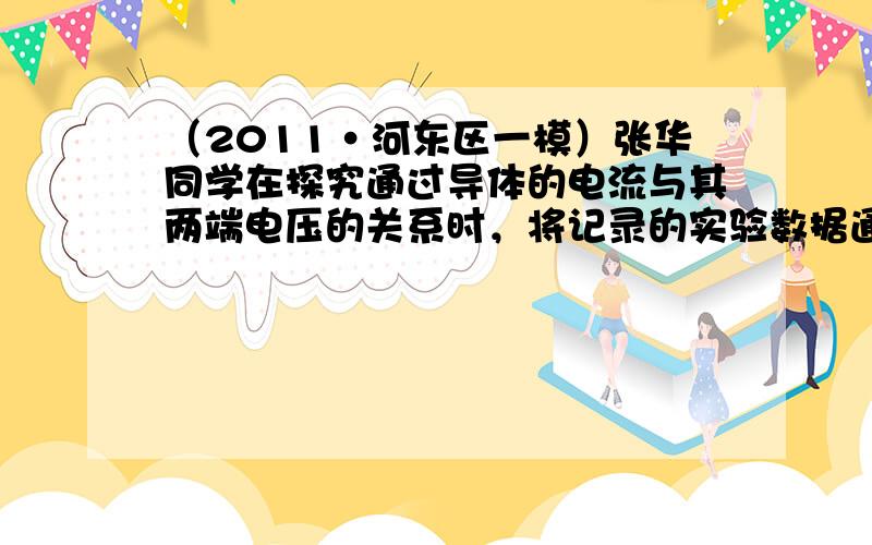 （2011•河东区一模）张华同学在探究通过导体的电流与其两端电压的关系时，将记录的实验数据通过整理做出了如图所示的图象，