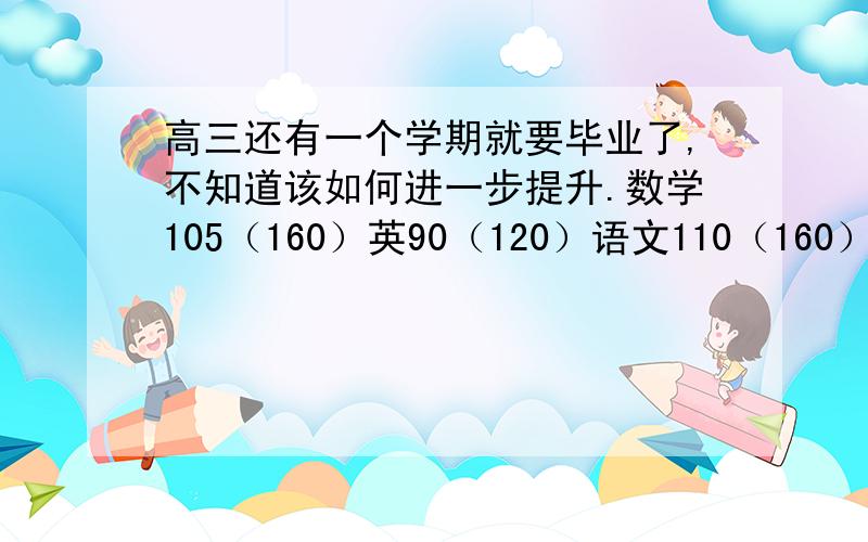 高三还有一个学期就要毕业了,不知道该如何进一步提升.数学105（160）英90（120）语文110（160）附加很烂