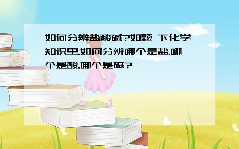 如何分辨盐酸碱?如题 下化学知识里.如何分辨哪个是盐.哪个是酸.哪个是碱?