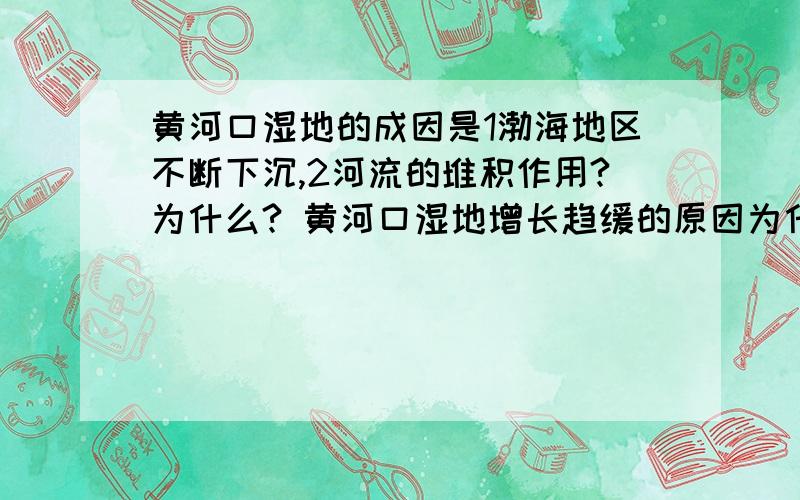 黄河口湿地的成因是1渤海地区不断下沉,2河流的堆积作用?为什么? 黄河口湿地增长趋缓的原因为什么不