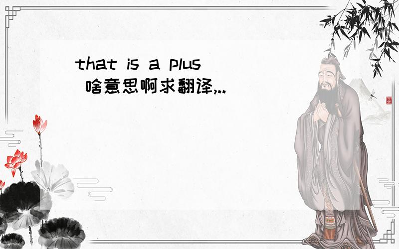 that is a plus 啥意思啊求翻译,..