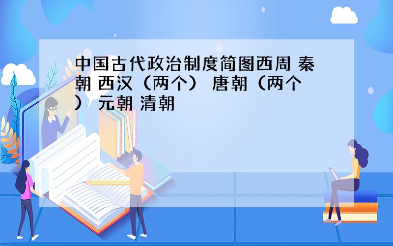 中国古代政治制度简图西周 秦朝 西汉（两个） 唐朝（两个） 元朝 清朝