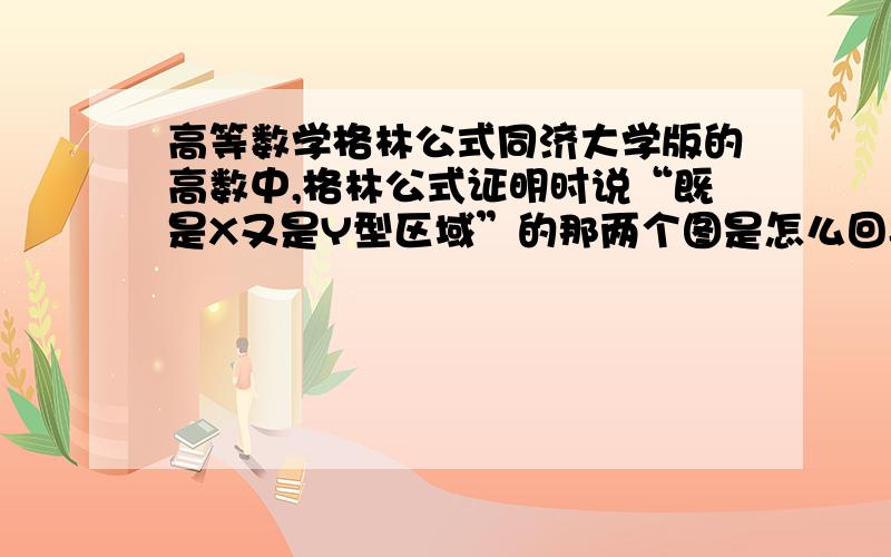 高等数学格林公式同济大学版的高数中,格林公式证明时说“既是X又是Y型区域”的那两个图是怎么回事?明显只是X型呀!