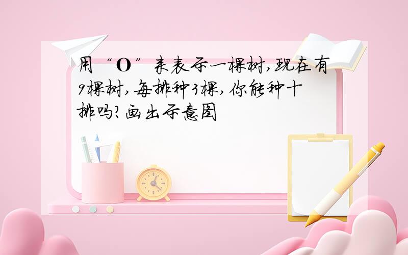 用“Ο”来表示一棵树,现在有9棵树,每排种3棵,你能种十排吗?画出示意图