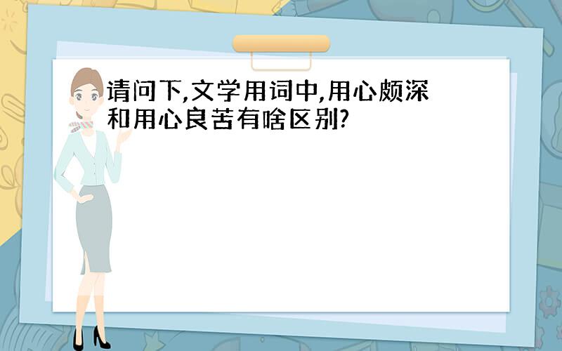 请问下,文学用词中,用心颇深和用心良苦有啥区别?