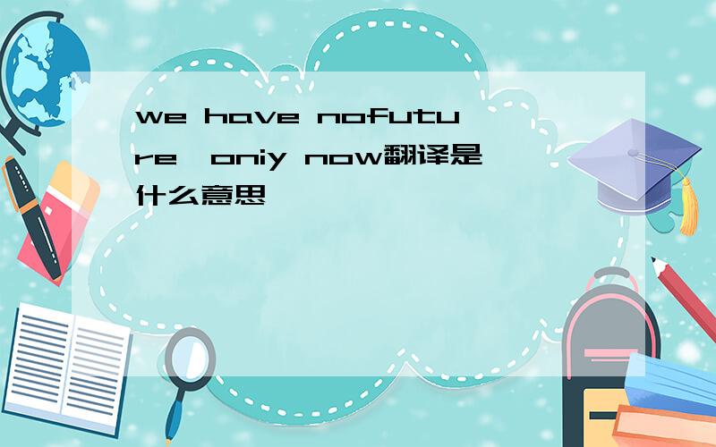 we have nofuture,oniy now翻译是什么意思