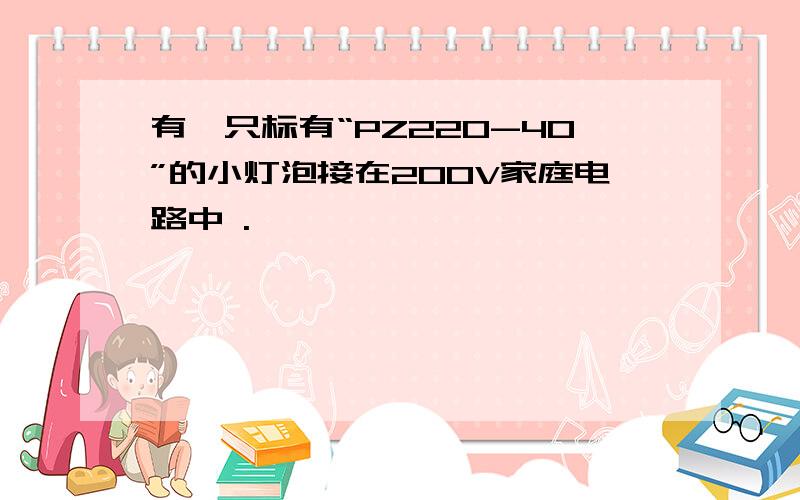 有一只标有“PZ220-40”的小灯泡接在200V家庭电路中 .