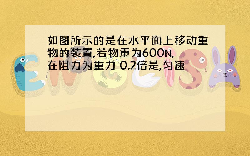 如图所示的是在水平面上移动重物的装置,若物重为600N,在阻力为重力 0.2倍是,匀速