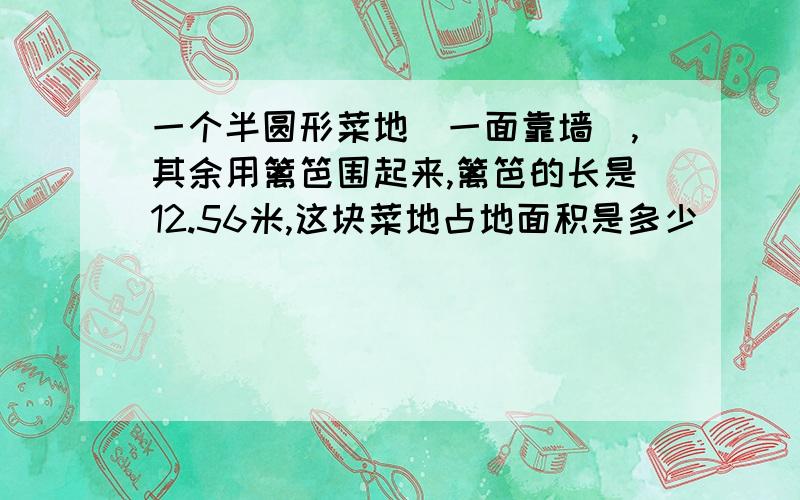 一个半圆形菜地（一面靠墙）,其余用篱笆围起来,篱笆的长是12.56米,这块菜地占地面积是多少