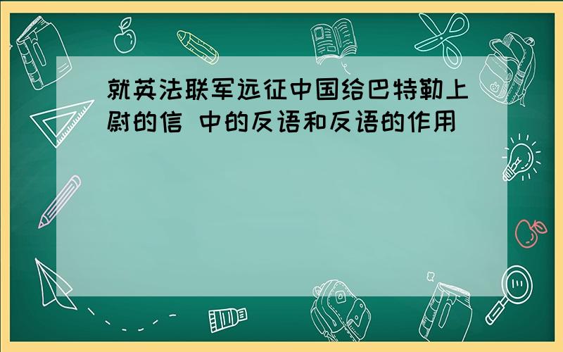 就英法联军远征中国给巴特勒上尉的信 中的反语和反语的作用