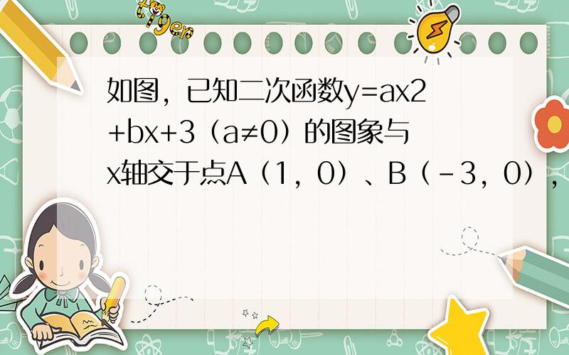 如图，已知二次函数y=ax2+bx+3（a≠0）的图象与x轴交于点A（1，0）、B（-3，0），与y轴交于点C．