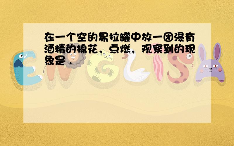 在一个空的易拉罐中放一团浸有酒精的棉花，点燃，观察到的现象是 .