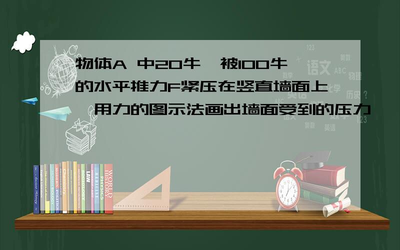 物体A 中20牛,被100牛的水平推力F紧压在竖直墙面上,用力的图示法画出墙面受到的压力