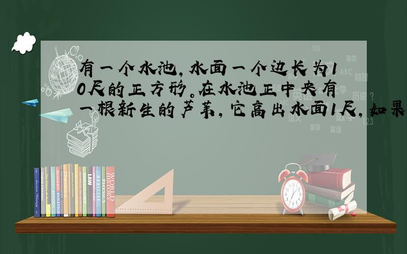 有一个水池，水面一个边长为10尺的正方形。在水池正中央有一根新生的芦苇，它高出水面1尺，如果把这根卢伟垂直拉向岸边，它的