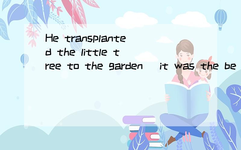 He transplanted the little tree to the garden _it was the be