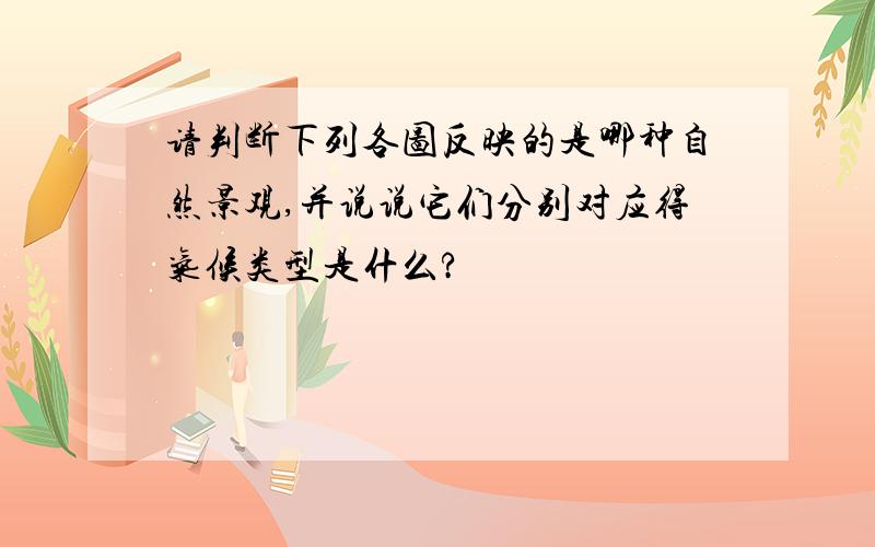 请判断下列各图反映的是哪种自然景观,并说说它们分别对应得气候类型是什么?