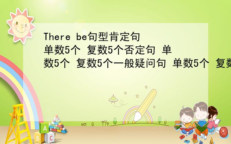 There be句型肯定句 单数5个 复数5个否定句 单数5个 复数5个一般疑问句 单数5个 复数5个特殊疑问句 man