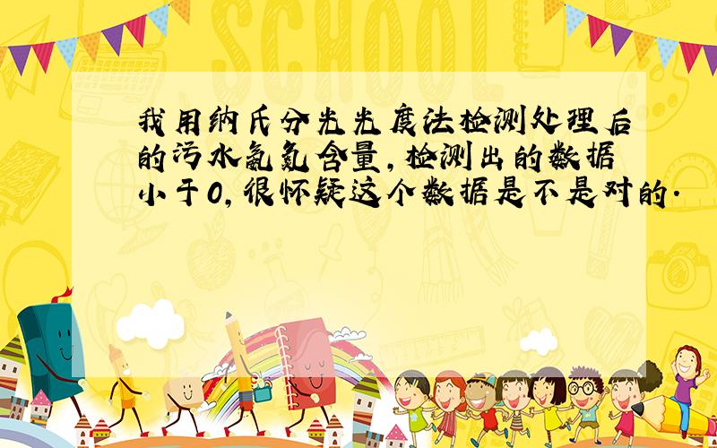 我用纳氏分光光度法检测处理后的污水氨氮含量,检测出的数据小于0,很怀疑这个数据是不是对的.