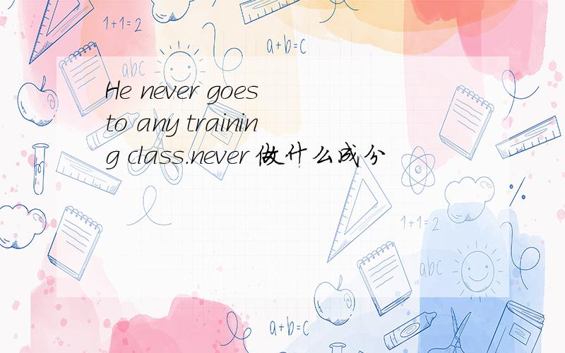 He never goes to any training class.never 做什么成分