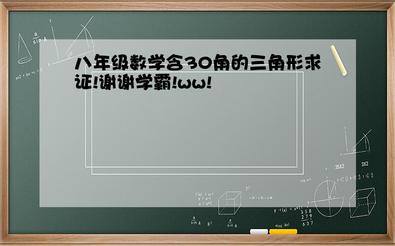 八年级数学含30角的三角形求证!谢谢学霸!ww!