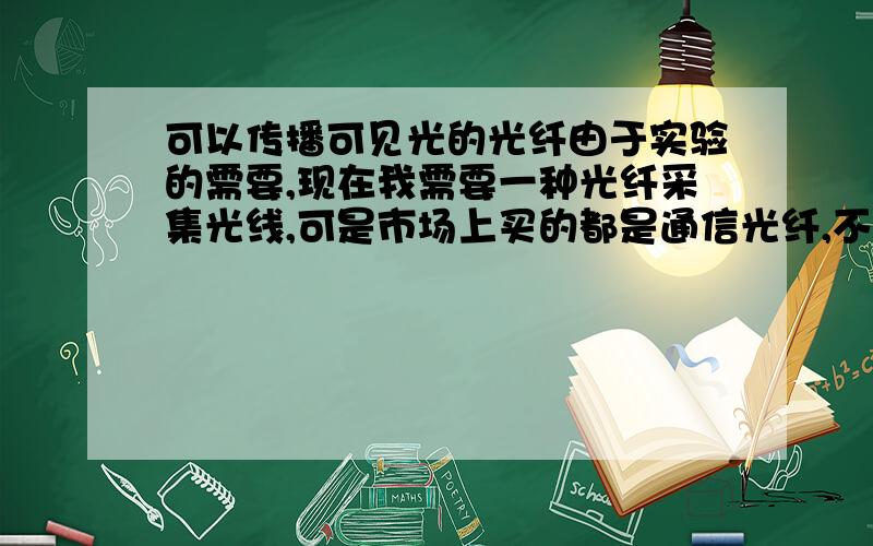 可以传播可见光的光纤由于实验的需要,现在我需要一种光纤采集光线,可是市场上买的都是通信光纤,不能用,需要传导的光的波长为