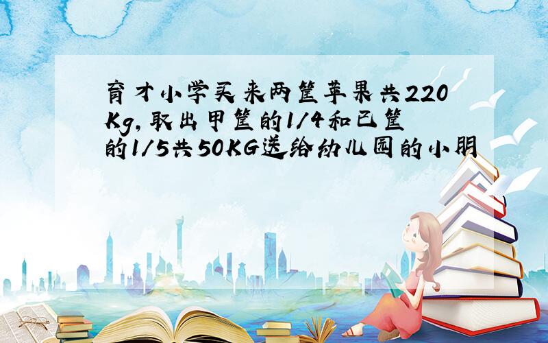 育才小学买来两筐苹果共220Kg,取出甲筐的1/4和已筐的1/5共50KG送给幼儿园的小朋