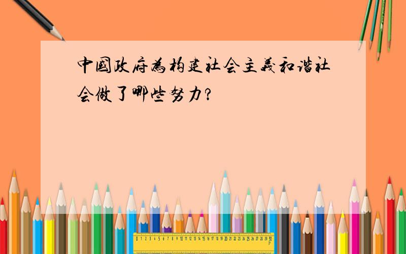 中国政府为构建社会主义和谐社会做了哪些努力?