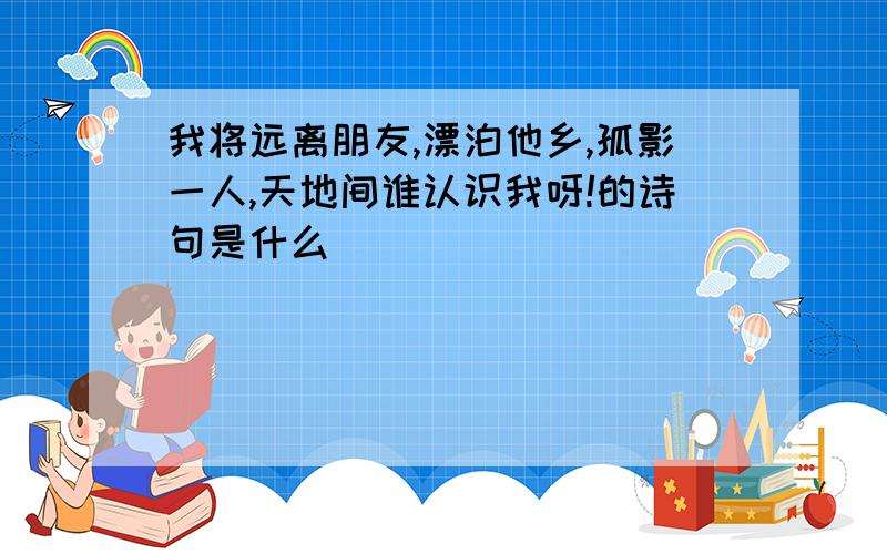 我将远离朋友,漂泊他乡,孤影一人,天地间谁认识我呀!的诗句是什么