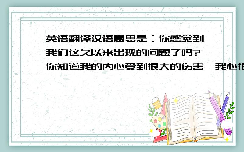 英语翻译汉语意思是：你感觉到我们这久以来出现的问题了吗?你知道我的内心受到很大的伤害,我心很累,我不知道是否还撑得下去,