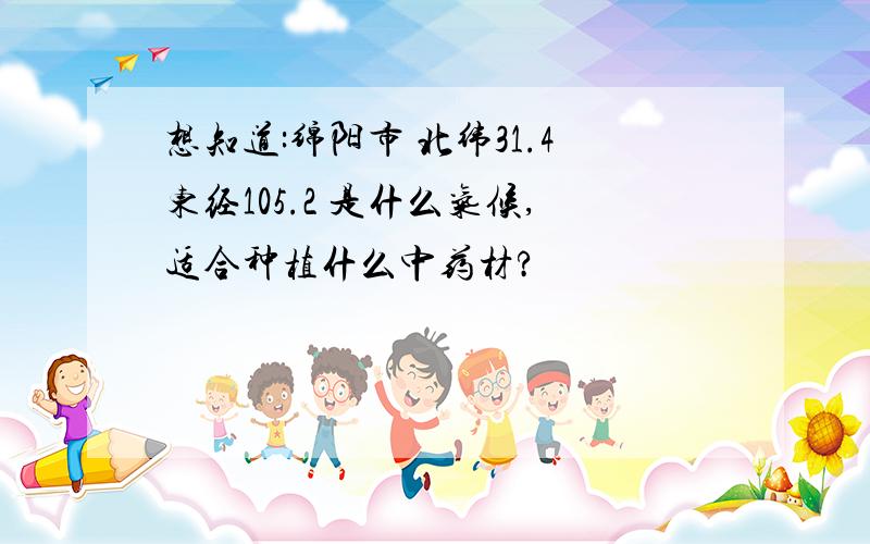 想知道:绵阳市 北纬31.4东经105.2 是什么气候,适合种植什么中药材?