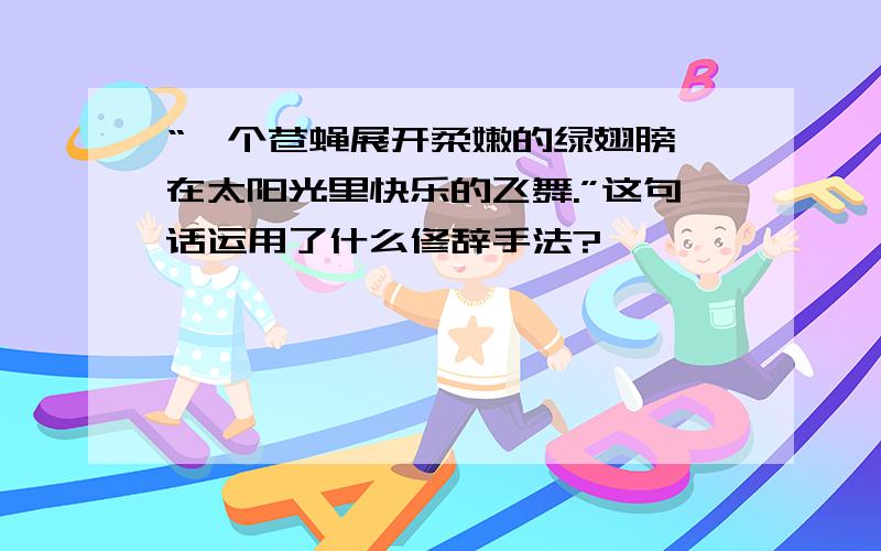 “一个苍蝇展开柔嫩的绿翅膀,在太阳光里快乐的飞舞.”这句话运用了什么修辞手法?