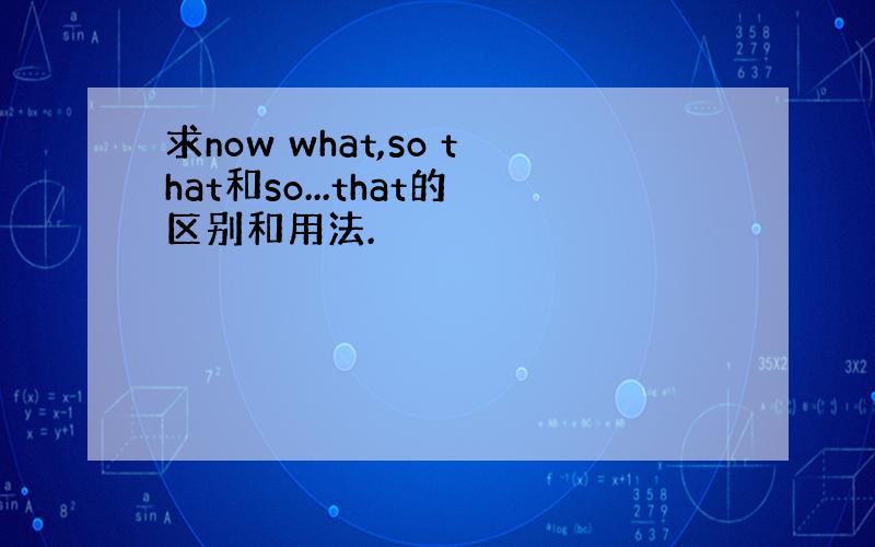 求now what,so that和so...that的区别和用法.