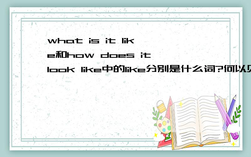 what is it like和how does it look like中的like分别是什么词?何以见得?