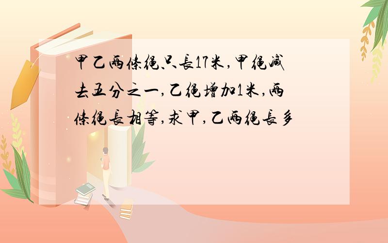 甲乙两条绳只长17米,甲绳减去五分之一,乙绳增加1米,两条绳长相等,求甲,乙两绳长多