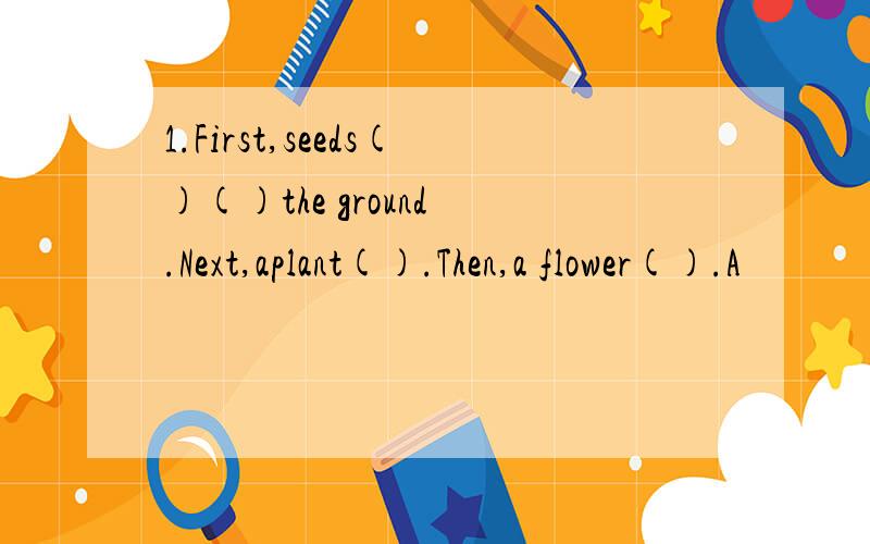 1.First,seeds()()the ground .Next,aplant().Then,a flower().A