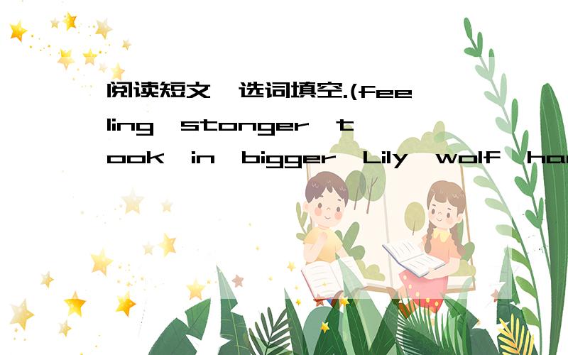 阅读短文,选词填空.(feeling,stonger,took,in,bigger,Lily,wolf,hamburge